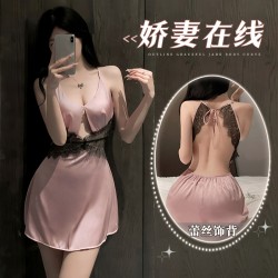 【情趣內(nèi)衣】霏慕露溝裸背蕾絲飾腰連衣裙7800